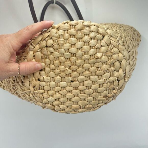 Womens Shoulder Bag Straw Fabric Lining Inner Pocket Beige rattan boho cottageco - Picture 12 of 15